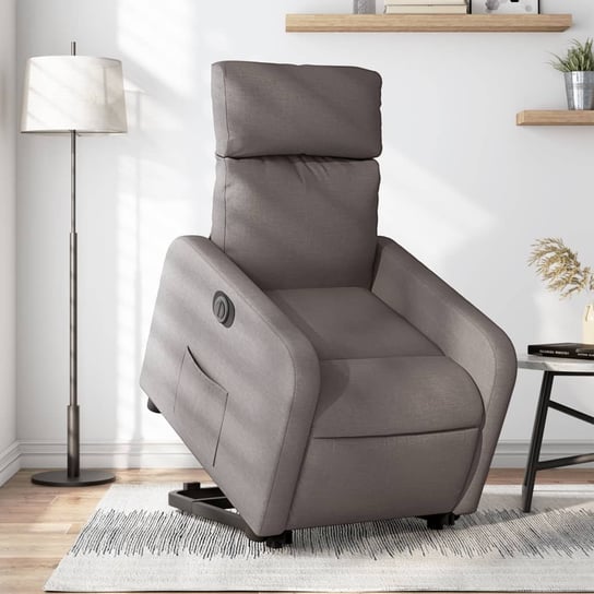 vidaXL Podnoszony fotel rozkładany, elektryczny, kolor taupe, tkanina vidaXL