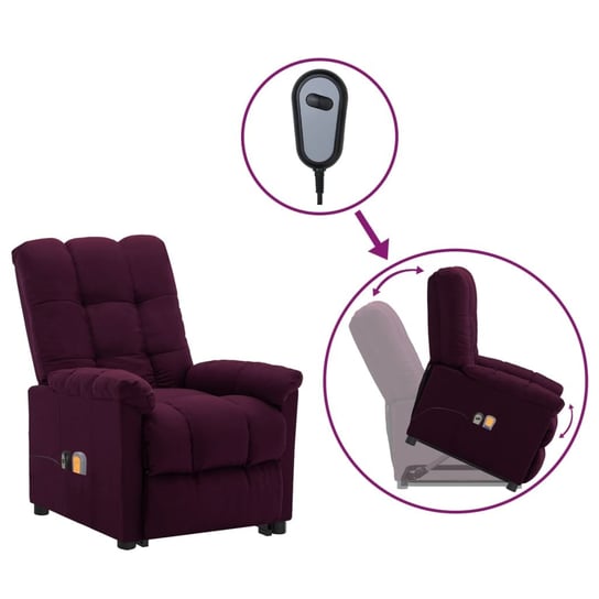 vidaXL Podnoszony fotel rozkładany, fioletowy, obity tkaniną vidaXL