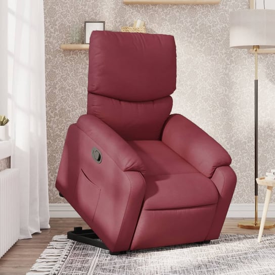 vidaXL Podnoszony fotel rozkładany, winna czerwień, obity tkaniną vidaXL
