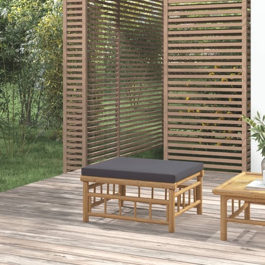 vidaXL Podnóżek ogrodowy z ciemnoszarą poduszką, bambusowy vidaXL