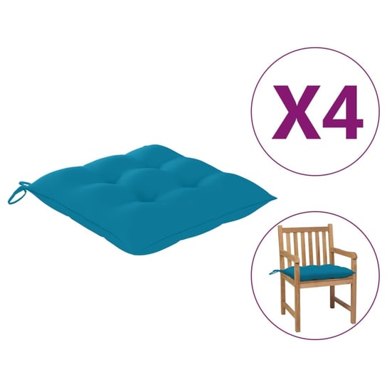 vidaXL Poduszki na krzesła, 4 szt., niebieskie, 40x40x7 cm, tkanina vidaXL