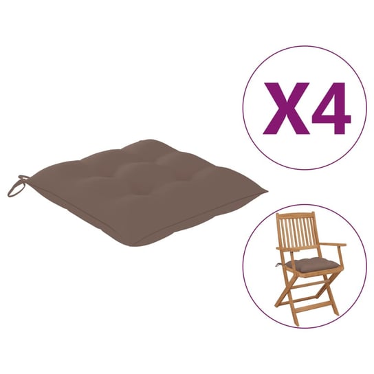 vidaXL Poduszki na krzesła, 4 szt., taupe, 40x40x7 cm, tkanina vidaXL