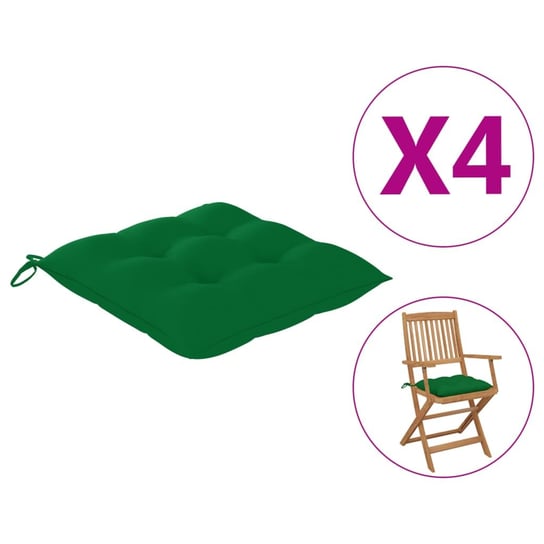 vidaXL Poduszki na krzesła, 4 szt., zielone, 40x40x7 cm, tkanina vidaXL
