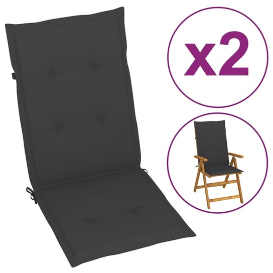 vidaXL Poduszki na krzesła ogrodowe, 2 szt., antracyt, 120x50x3 cm vidaXL