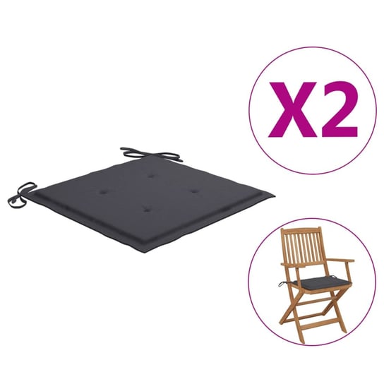 vidaXL Poduszki na krzesła ogrodowe, 2 szt., antracytowe, 40x40x3 cm vidaXL