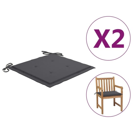 vidaXL Poduszki na krzesła ogrodowe, 2 szt., antracytowe, 50x50x3 cm vidaXL