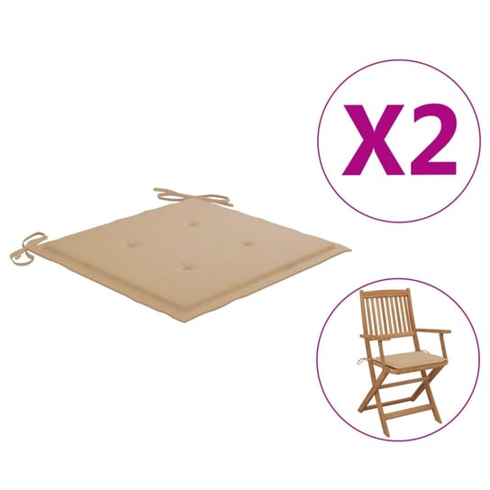 vidaXL Poduszki na krzesła ogrodowe, 2 szt., beżowe, 40x40x3 cm vidaXL