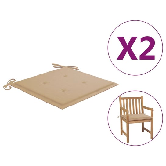 vidaXL Poduszki na krzesła ogrodowe, 2 szt., beżowe, 50x50x3 cm vidaXL