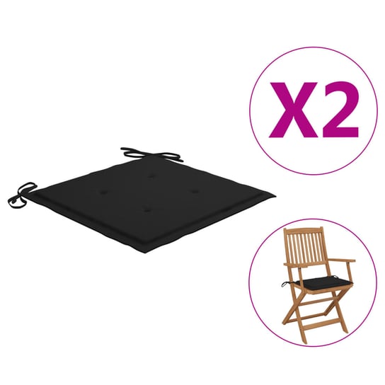 vidaXL Poduszki na krzesła ogrodowe, 2 szt., czarne, 40x40x3 cm vidaXL