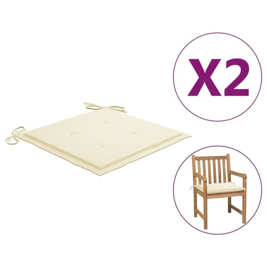 vidaXL Poduszki na krzesła ogrodowe, 2 szt., kremowe, 50x50x3 cm vidaXL