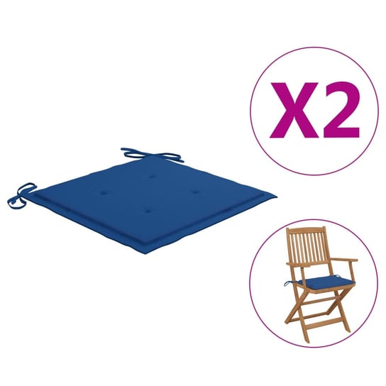 vidaXL Poduszki na krzesła ogrodowe, 2 szt., niebieskie, 40x40x3 cm vidaXL