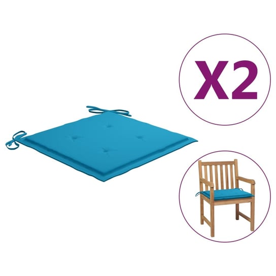 vidaXL Poduszki na krzesła ogrodowe, 2 szt., niebieskie, 50x50x3 cm vidaXL