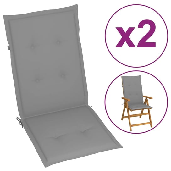 vidaXL Poduszki na krzesła ogrodowe, 2 szt., szare, 120x50x3 cm vidaXL