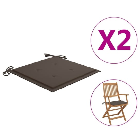 vidaXL Poduszki na krzesła ogrodowe, 2 szt., taupe, 40x40x3 cm vidaXL