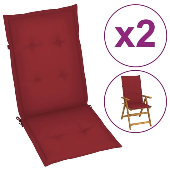 vidaXL Poduszki na krzesła ogrodowe 2 szt., winna czerwień 120x50x3 cm vidaXL