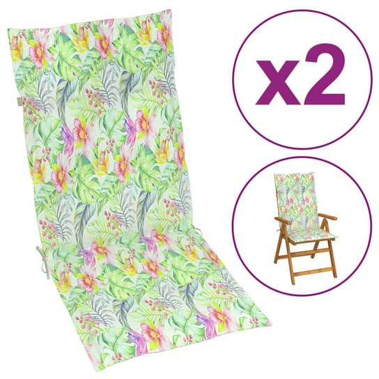 vidaXL Poduszki na krzesła ogrodowe, 2 szt., wzór w liście 120x50x3 cm vidaXL