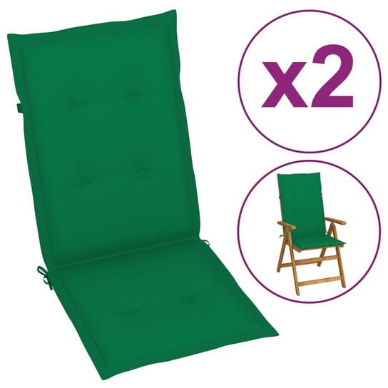 vidaXL Poduszki na krzesła ogrodowe, 2 szt., zielone, 120x50x3 cm vidaXL