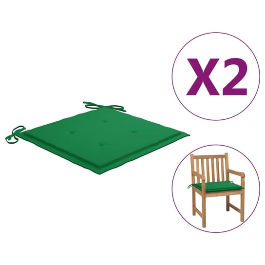 vidaXL Poduszki na krzesła ogrodowe, 2 szt., zielone, 50x50x3 cm vidaXL