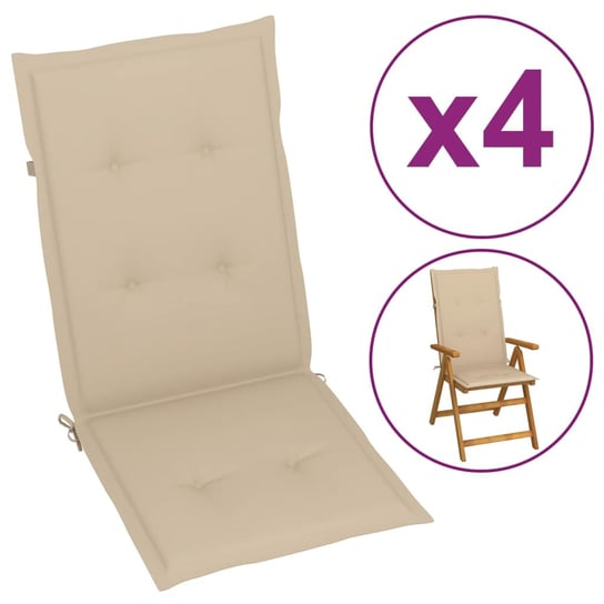 vidaXL Poduszki na krzesła ogrodowe, 4 szt., beżowe, 120x50x3 cm vidaXL