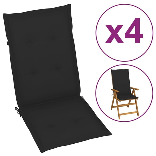 vidaXL Poduszki na krzesła ogrodowe, 4 szt., czarne, 120x50x3 cm vidaXL