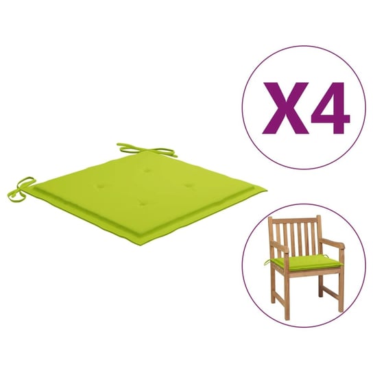vidaXL Poduszki na krzesła ogrodowe, 4 szt., jasnozielone, 50x50x3 cm vidaXL