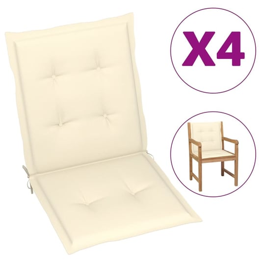 vidaXL Poduszki na krzesła ogrodowe, 4 szt., kremowe, 100x50x3 cm vidaXL
