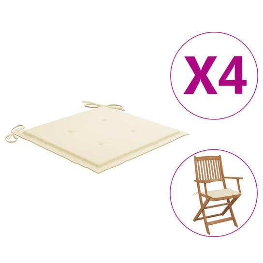 vidaXL Poduszki na krzesła ogrodowe, 4 szt., kremowe, 40x40x3 cm vidaXL