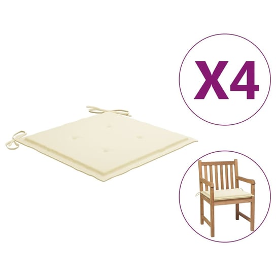vidaXL Poduszki na krzesła ogrodowe, 4 szt., kremowe, 50x50x3 cm vidaXL