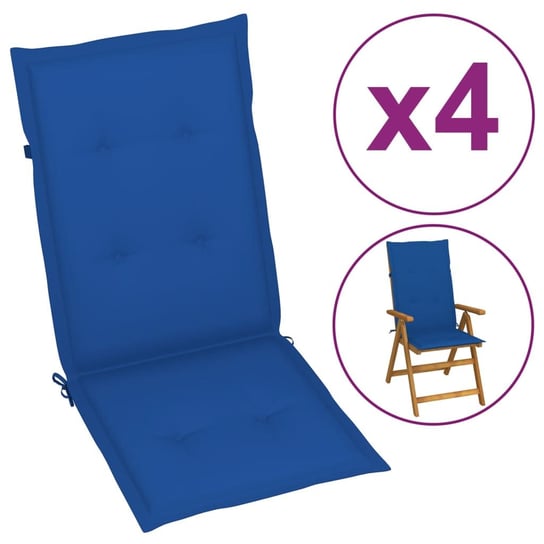 vidaXL Poduszki na krzesła ogrodowe, 4 szt., niebieskie, 120x50x3 cm vidaXL