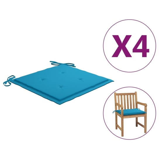 vidaXL Poduszki na krzesła ogrodowe, 4 szt., niebieskie, 50x50x3 cm vidaXL