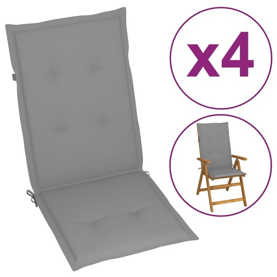 vidaXL Poduszki na krzesła ogrodowe, 4 szt., szare, 120x50x3 cm vidaXL