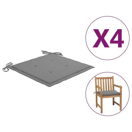vidaXL Poduszki na krzesła ogrodowe, 4 szt., szare, 50x50x3 cm vidaXL