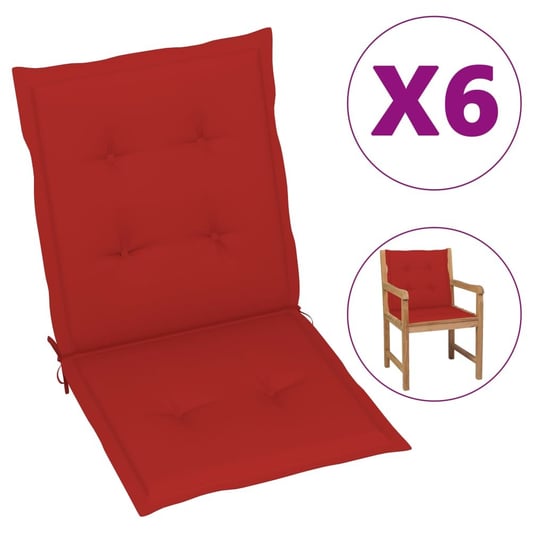 vidaXL Poduszki na krzesła ogrodowe, 6 szt., czerwone, 100x50x3 cm vidaXL