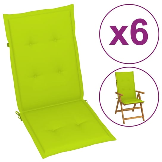 vidaXL Poduszki na krzesła ogrodowe, 6 szt., jasnozielone, 120x50x3 cm vidaXL