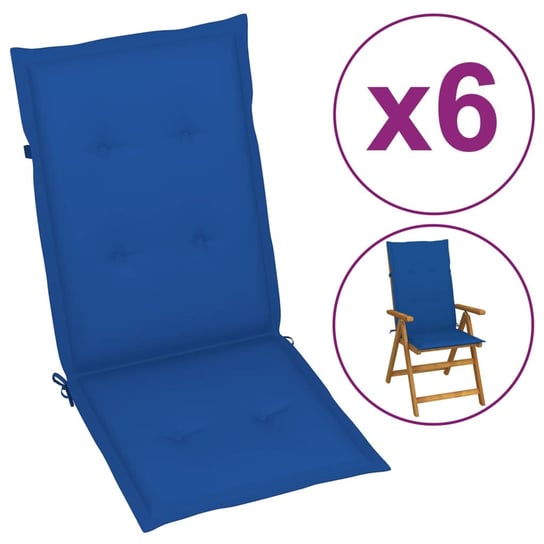 vidaXL Poduszki na krzesła ogrodowe, 6 szt., niebieskie, 120x50x3 cm vidaXL