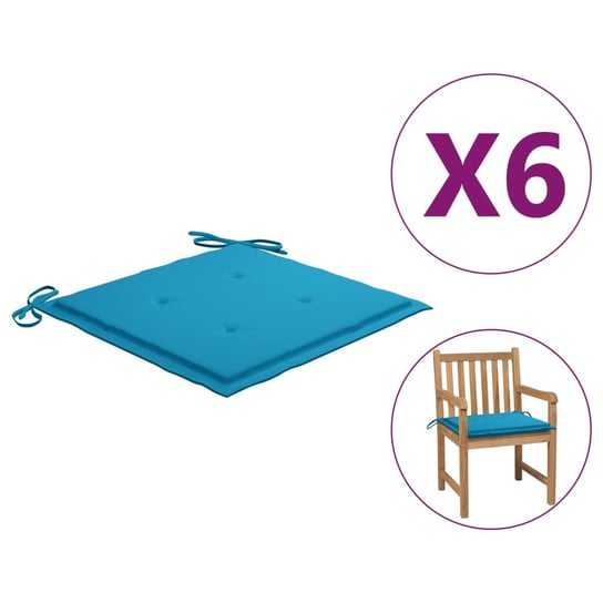vidaXL Poduszki na krzesła ogrodowe, 6 szt., niebieskie, 50x50x3 cm vidaXL