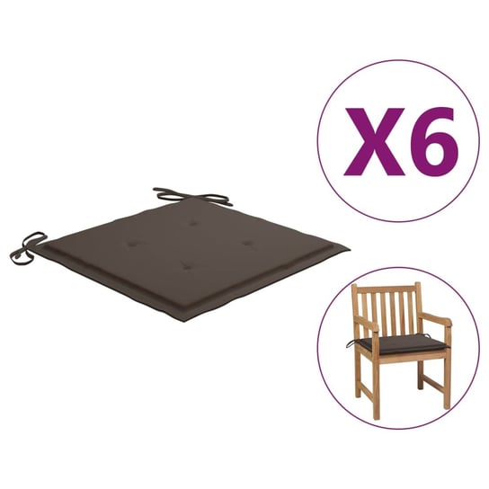 vidaXL Poduszki na krzesła ogrodowe, 6 szt., taupe, 50x50x3 cm vidaXL