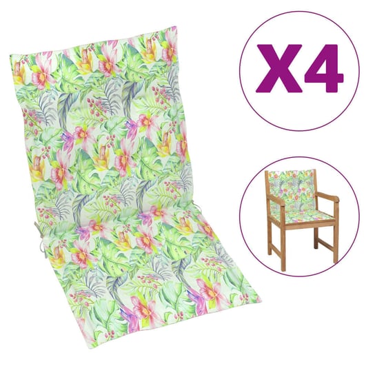 vidaXL, Poduszki na krzesła, wzór w liście, 100x50x3 cm, 4 szt. vidaXL
