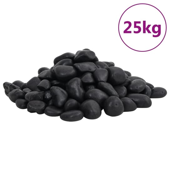 vidaXL Polerowane kamyki, 25 kg, czarne, 2-5 cm vidaXL