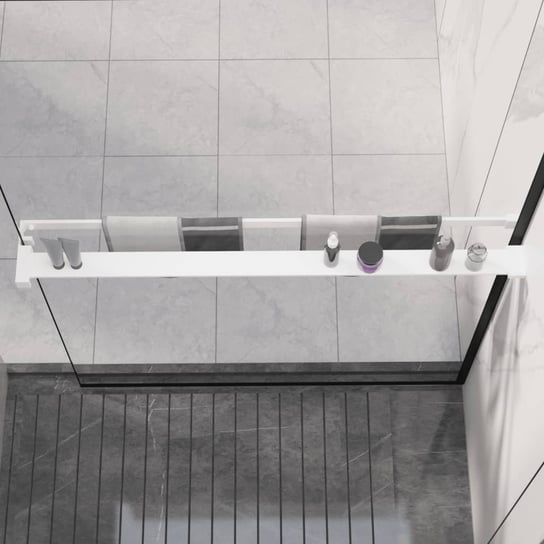 vidaXL Półka ścienna do prysznica typu walk-in, biała, 100 cm vidaXL