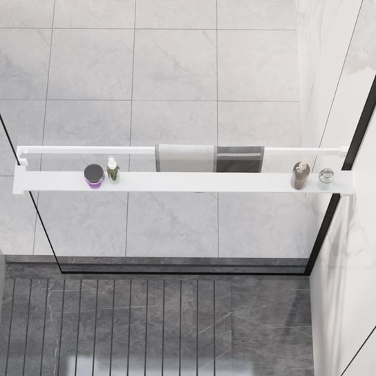 vidaXL Półka ścienna do prysznica typu walk-in, biała, 90cm, aluminium vidaXL