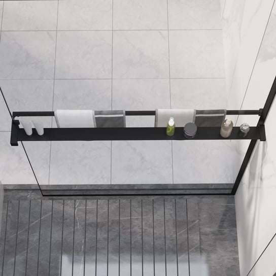 vidaXL Półka ścienna do prysznica typu walk-in, czarna, 100 cm vidaXL