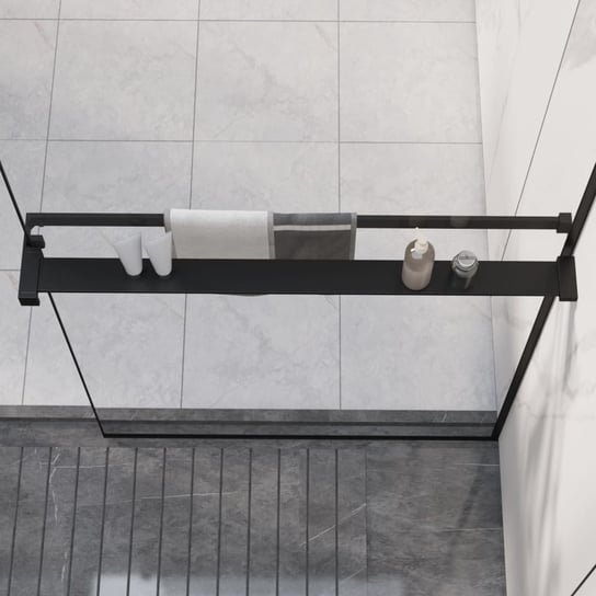 vidaXL Półka ścienna do prysznica typu walk-in, czarna, 80 cm vidaXL