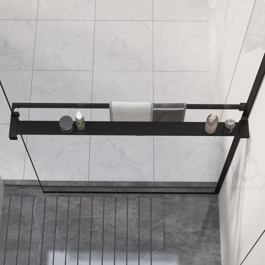 vidaXL Półka ścienna do prysznica typu walk-in, czarna, 90 cm vidaXL