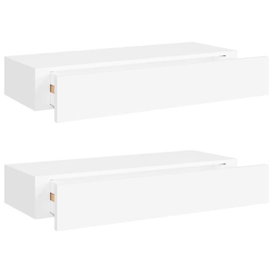 vidaXL Półki ścienne z szufladą, 2 szt., białe, 60 x 23,5 x 10 cm, MDF vidaXL