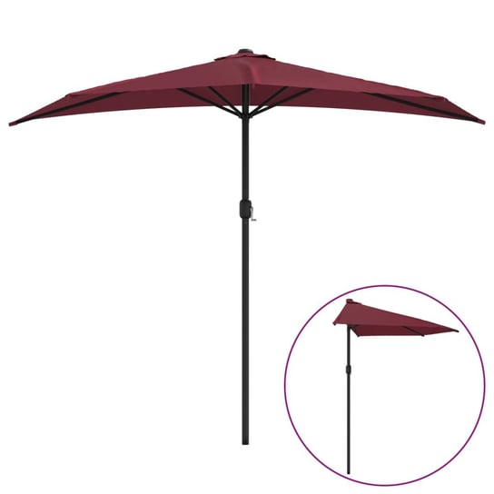 vidaXL Półparasol balkonowy, aluminium, bordo, 270x144x222 cm vidaXL