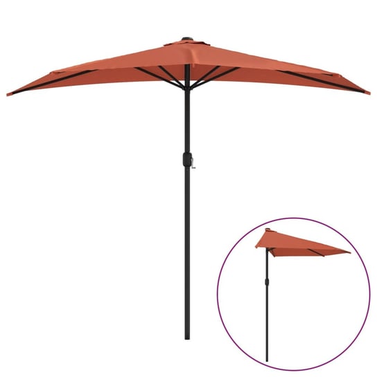 vidaXL Półparasol balkonowy, aluminium, terakota, 270x144x222 cm vidaXL