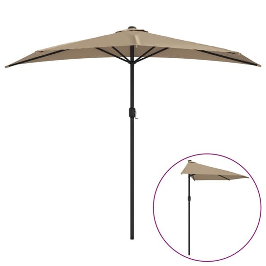 vidaXL Półparasol balkonowy na słupku z aluminium, 270x144 cm, taupe vidaXL