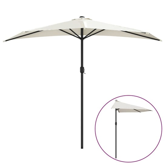 vidaXL Półparasol balkonowy na słupku z aluminium, 270x144cm, piaskowy vidaXL