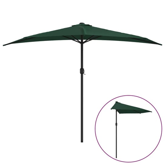 vidaXL Półparasol balkonowy na słupku z aluminium, 300x155 cm, zielony vidaXL